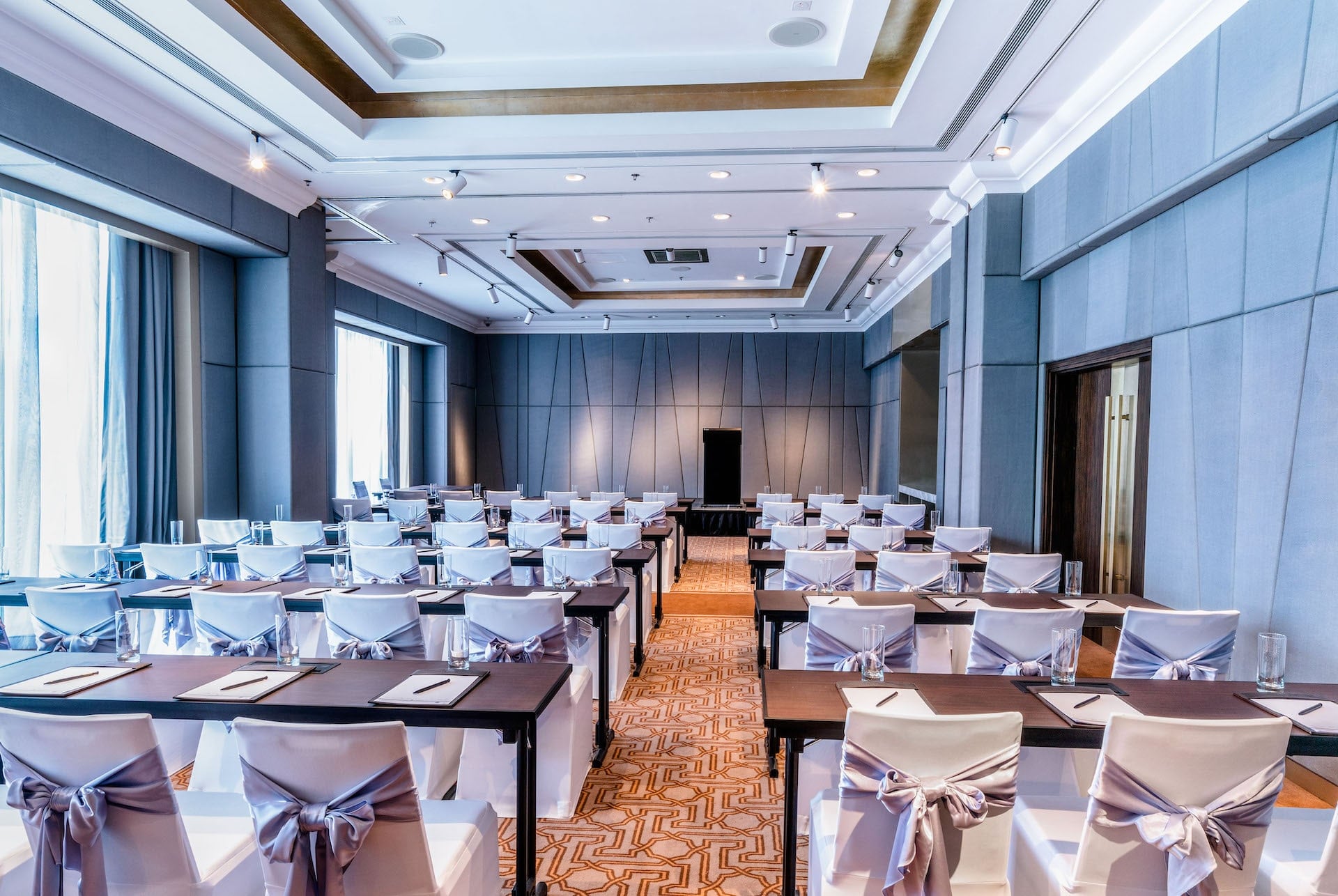 A function room at Caravelle Hotel set up for a corporate event in Vietnam